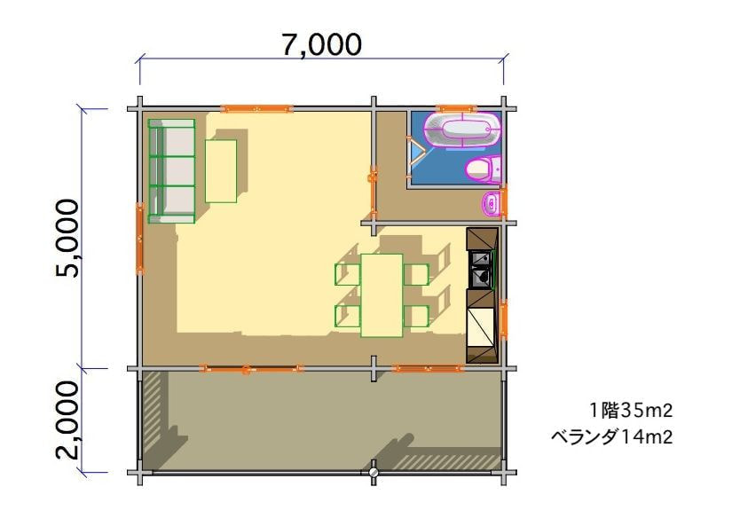 図面 ログハウス　タイプ23