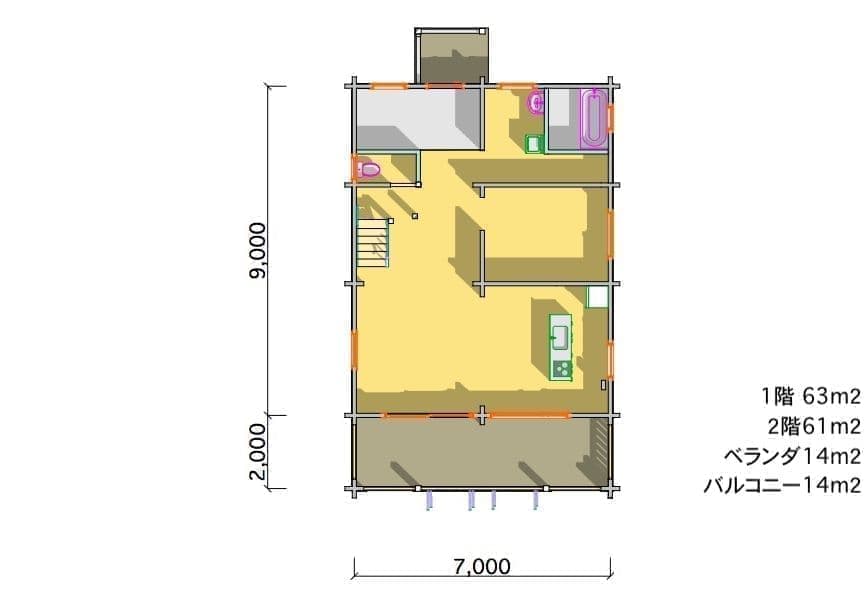 ログハウスtype2 間取り 図面