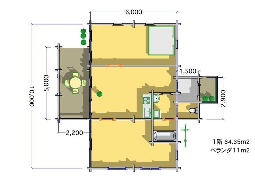 ログハウス平面 間取り図面