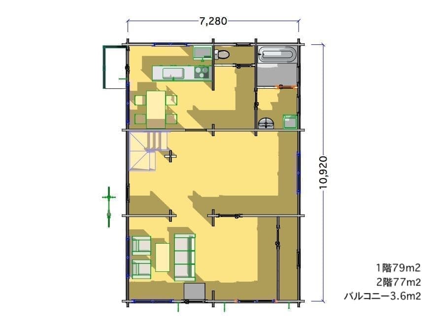 ログハウス タイプ9 間取り図面
