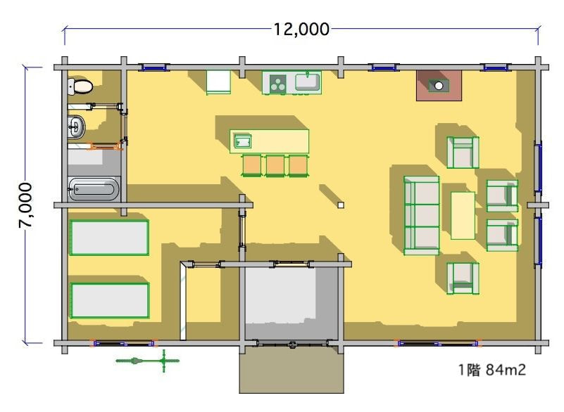 ログハウス type12 間取り面図