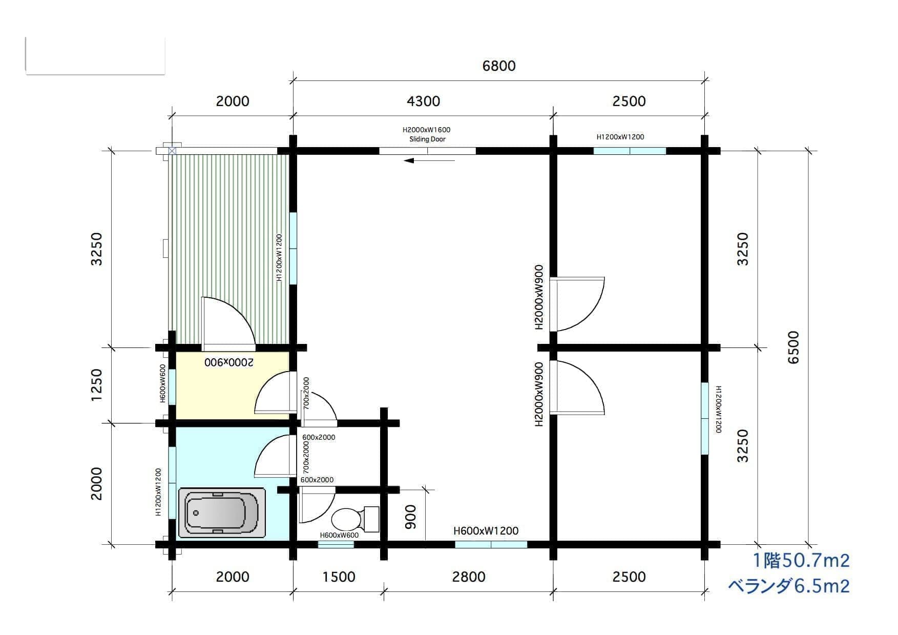 間取り図面ログハウス タイプ21
