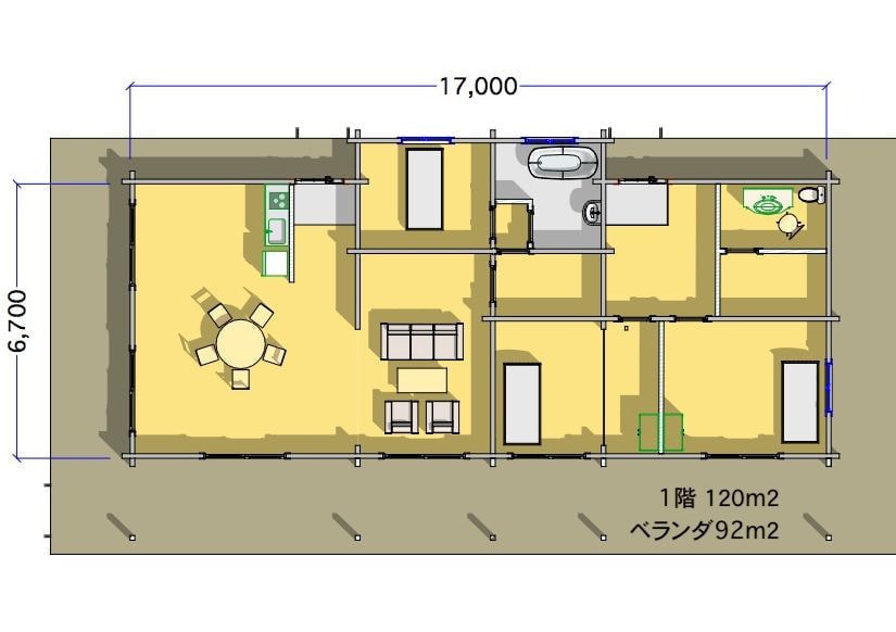 ログハウス間取り 図面 type28