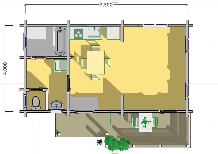 ログハウス間取り図面 タイプ38 平面図