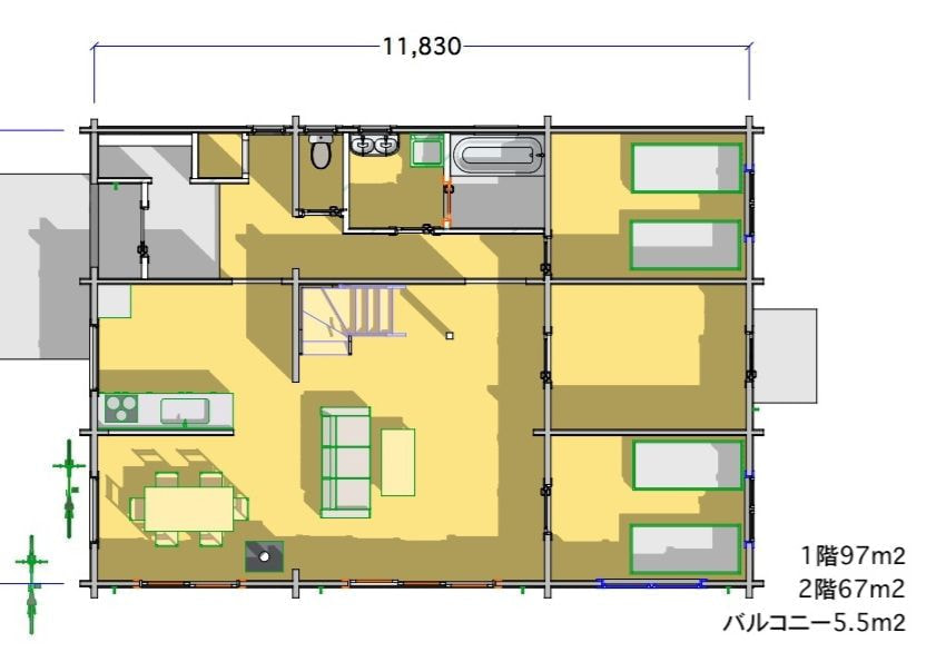 ログハウス間取り図面 タイプ31