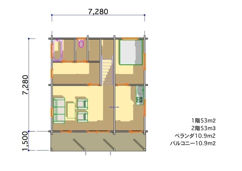 ログハウス　タイプ４間取り図面