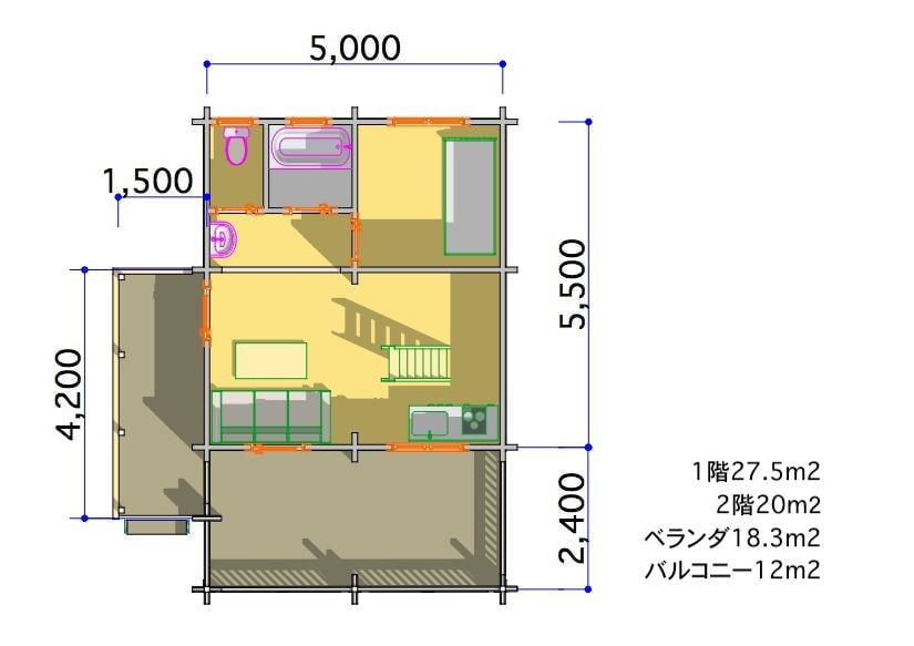 ログハウス　タイプ6　間取り図面