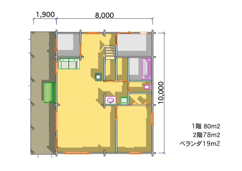 ログハウスタイプ15　間取り図面