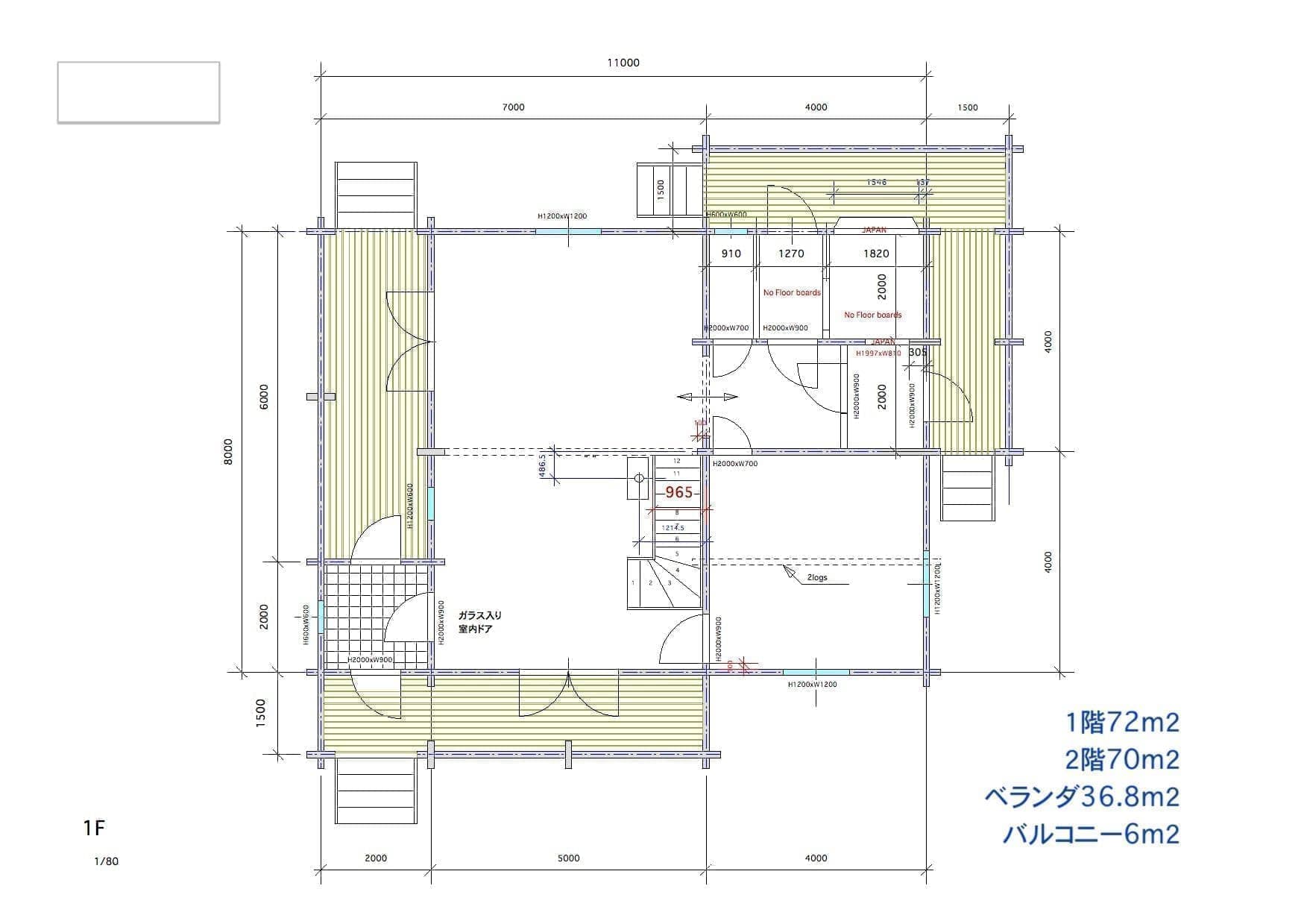 間取り図面 ログハウス　タイプ18