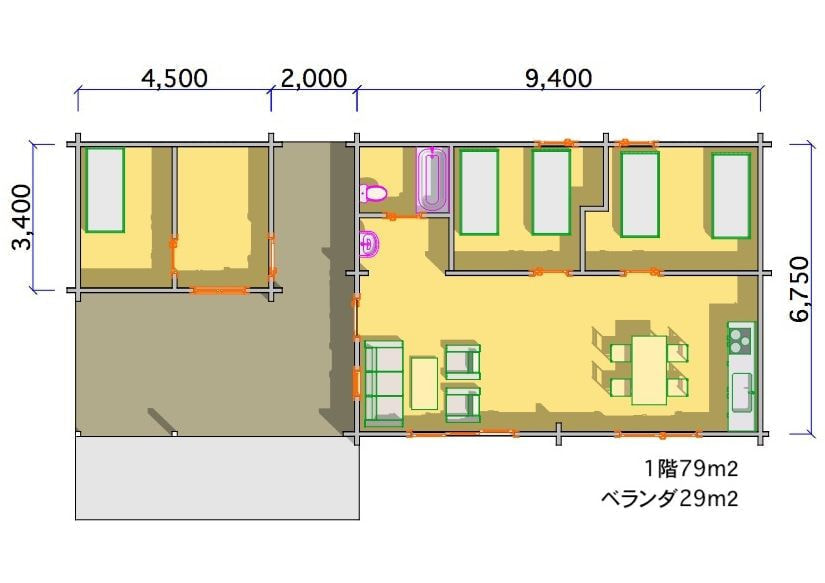 間取り図面 ログハウス　タイプ19