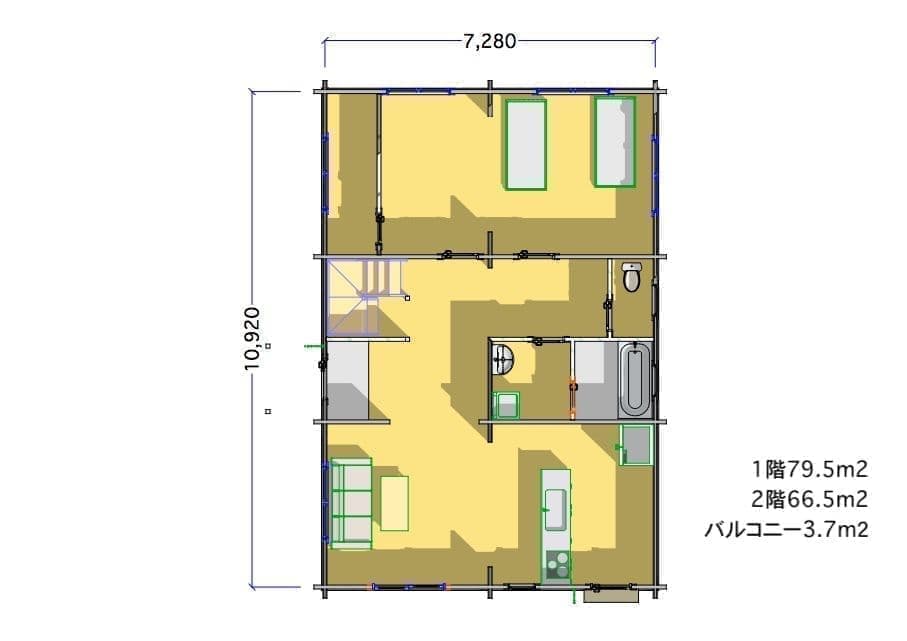 ログハウス間取り図面　タイプ30